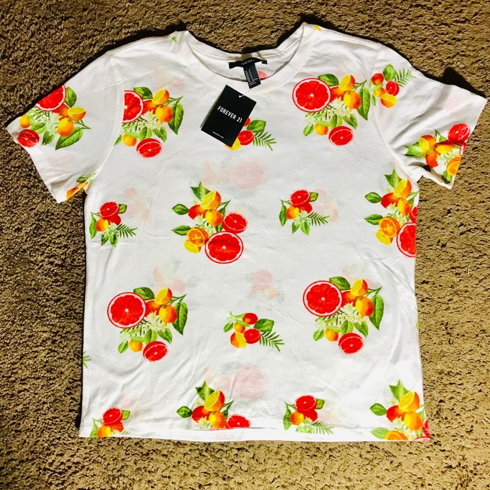 Forever 21 Red Grapefruit Citrus Tee